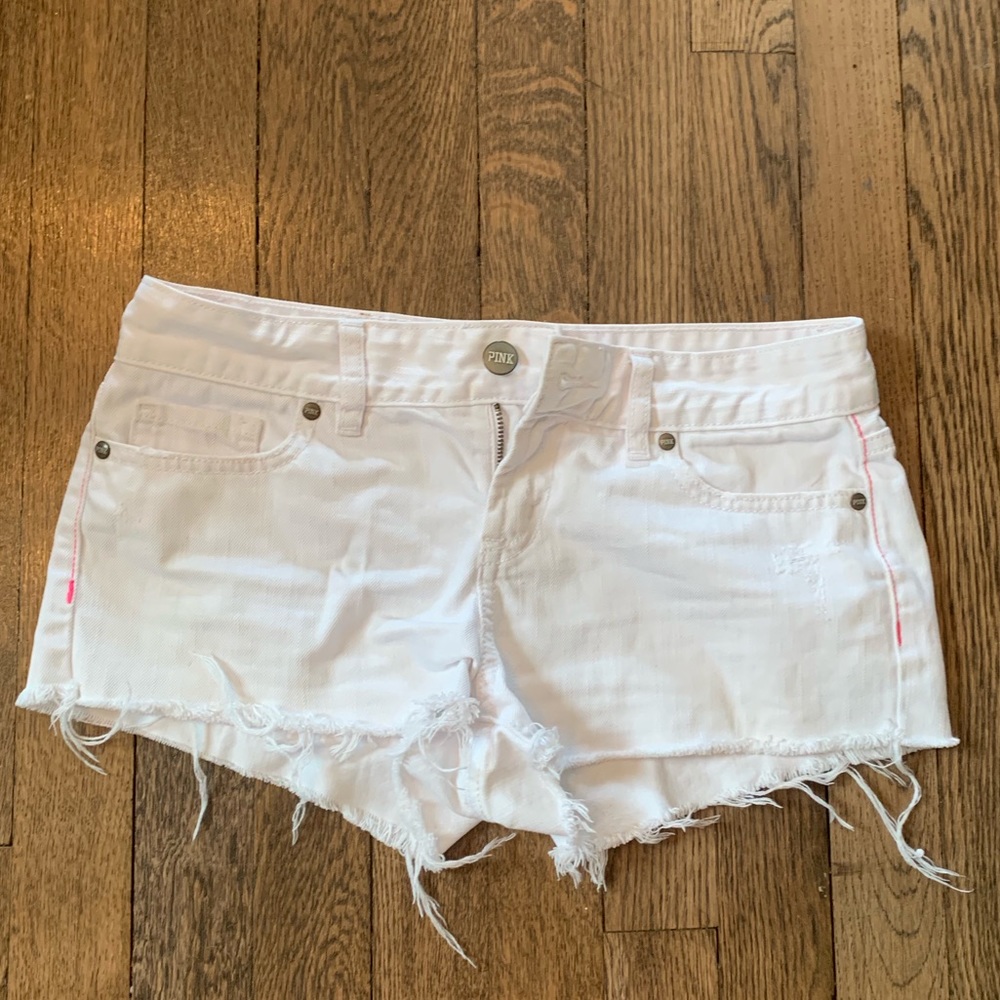 PINK White Denim Shorts